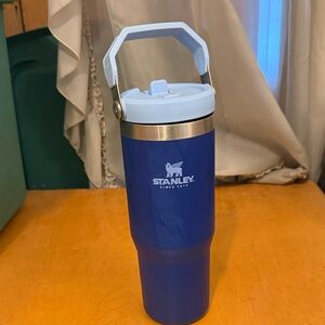 Stanley Navy Blue Travel Tumbler with Light Blue Handle Lid